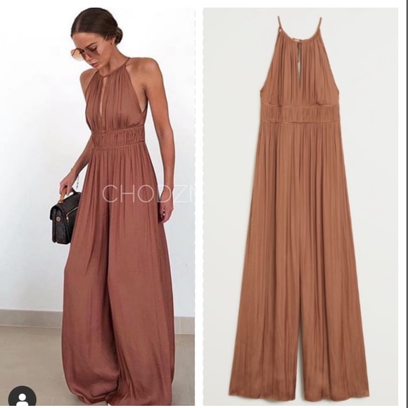 Mango Pants - MANGO wide leg jumpsuit with pleated details